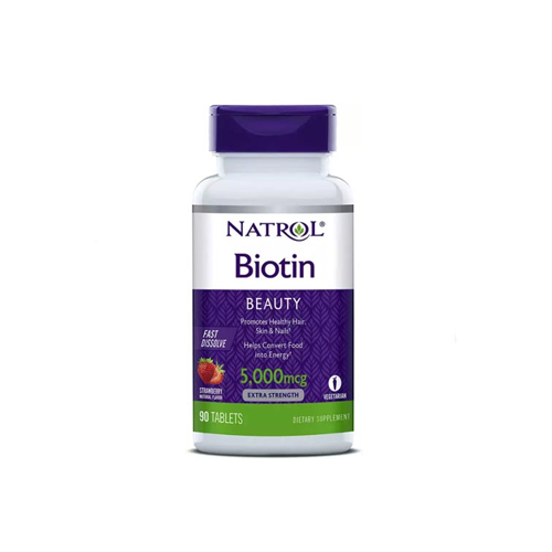 Natrol Biotin Beauty Tablets, Promotes Healthy Hair, Skin & Nails, Helps Support Energy Metabolism, Helps Convert Food Into Energy, 5,000mcg, 90Count - USA