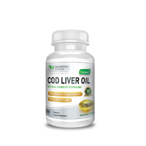 Dr. Martin’s COD LIVER OIL Natural Source Of Omega 3, Triple Strength Best Immune Health, Healthy Bones & Muscles - USA