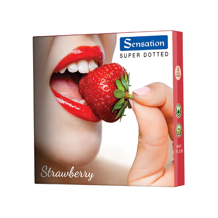 Sensation Super Dotted Strawberry Condoms Sexual Wellness