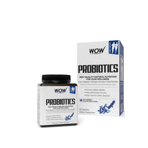 WOW Life Science Probiotics 20 Billion CFU (14 Probiotic Strains) 500mg, 60 Vegetarian Capsules