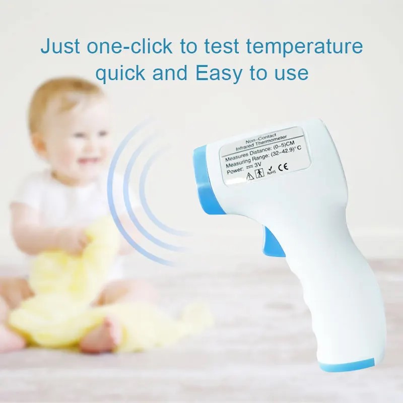 Non Contacted Thermometer for Baby Kid Digital 3 Color Backlight Forehead Thermometer Fever Safety Health Measurement Tool