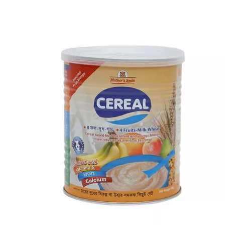 Mother's Smile Cereal 4 Fruits, Milk & Wheat Tin 400 gm