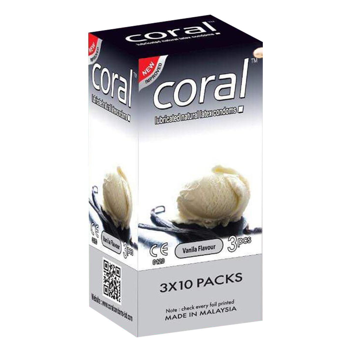 Coral Vanila Flavor Lubricated Natural Latex Condoms