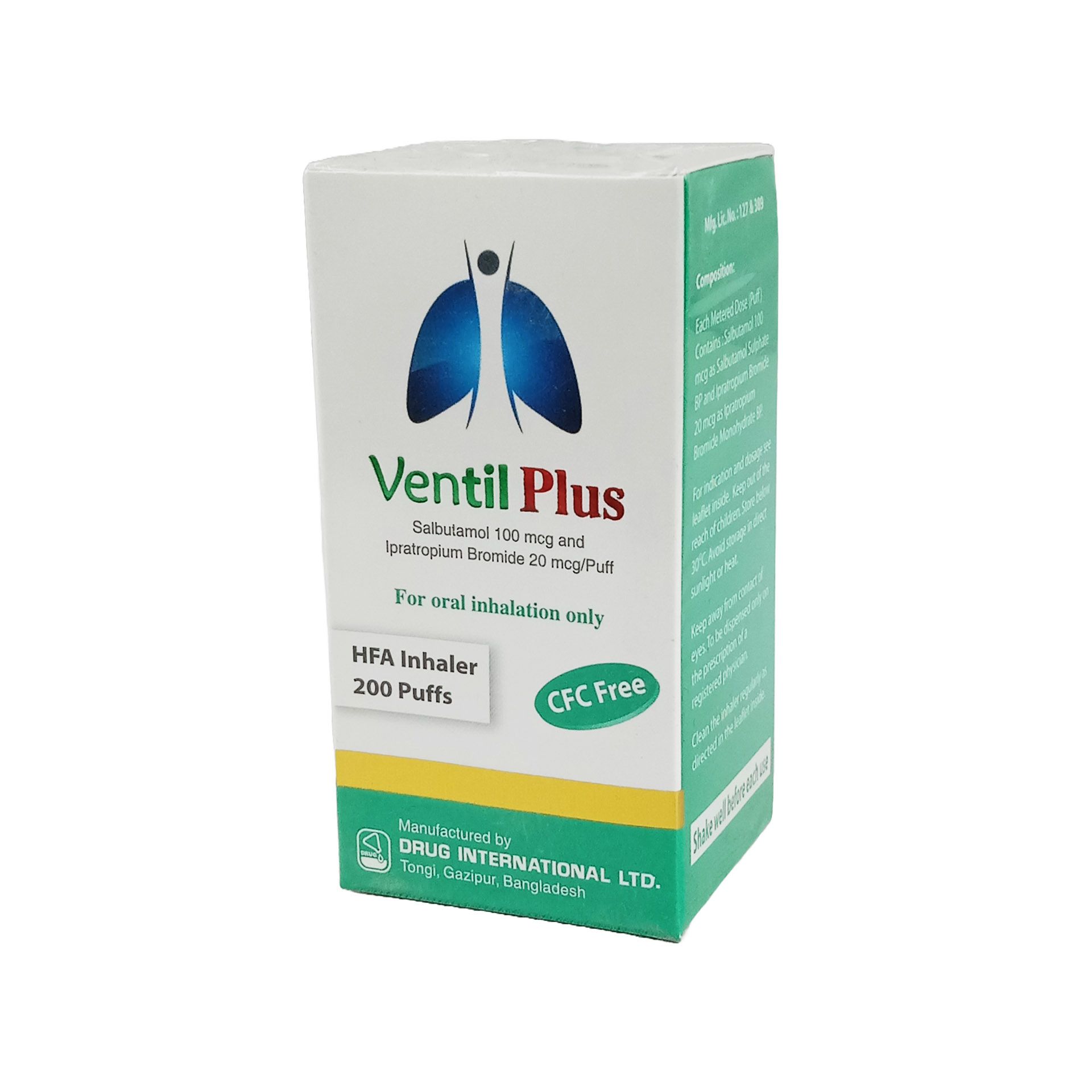 Ventil Plus HFA Inhaler - (20mcg+100mcg/Puff)
