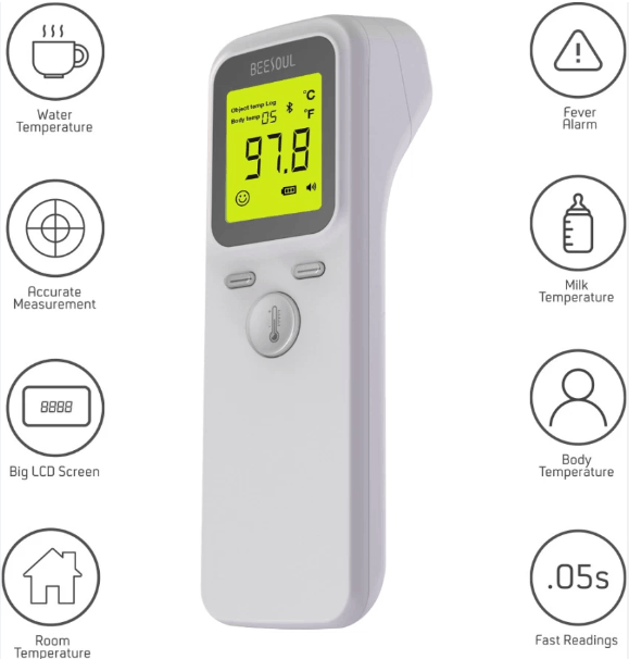 BEESOUL T16 Non-Contact Infrared Thermometer (White)