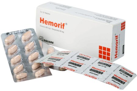 Hemorif 500 Tablet - (450mg+50mg) - 1 strip