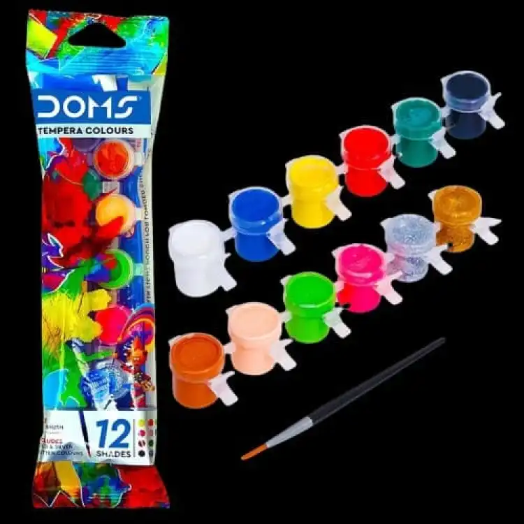 Dom's Tempera water colour 12 Shades with 1 brush free