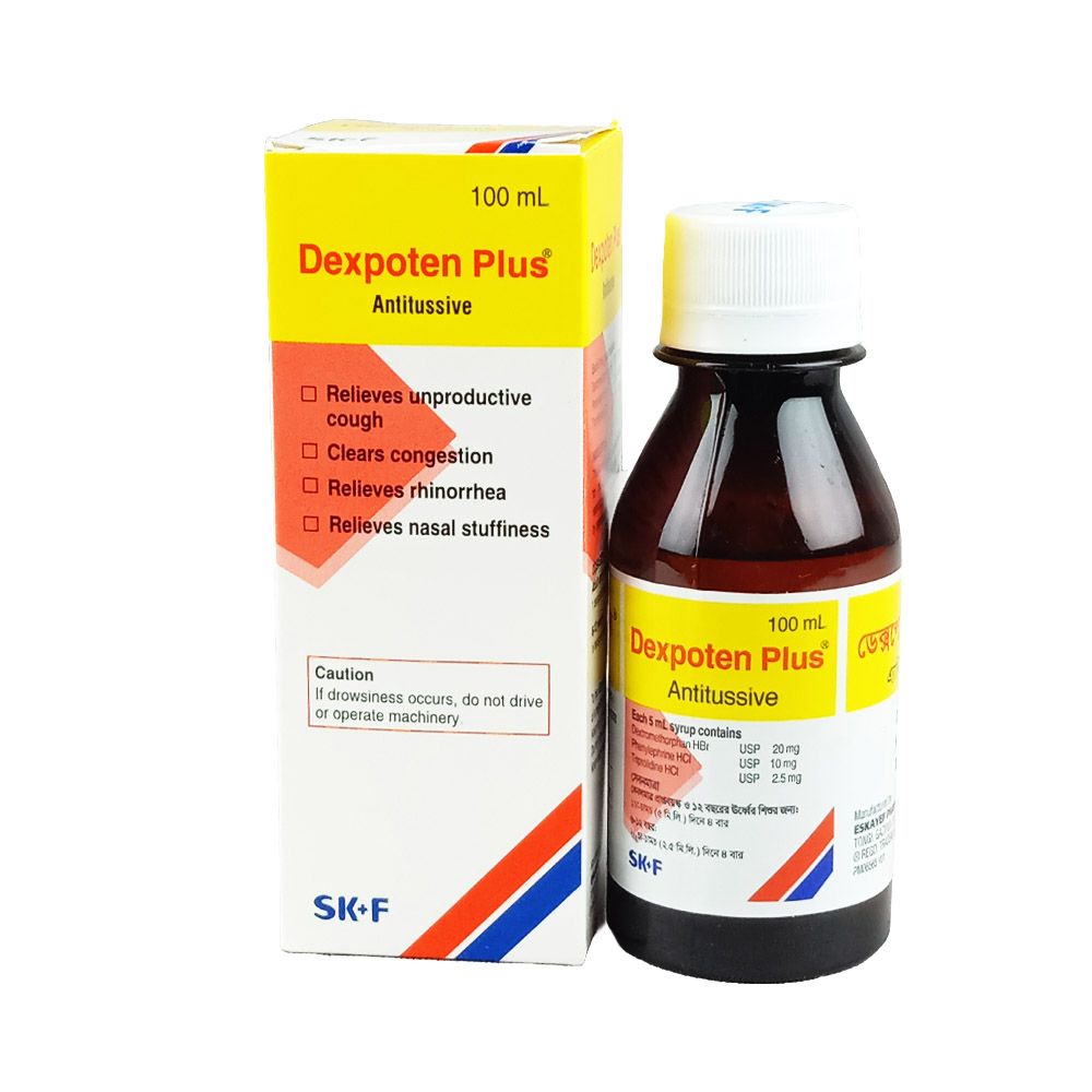 Dexpoten Plus Syrup - ((20mg+10mg+2.5mg)/5ml)
