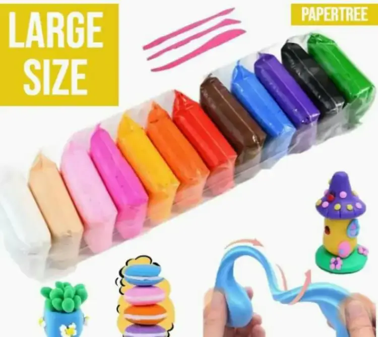 Big Size 12 Colors/Set Super Light Clay with 3 Tools Air Drying Light Polymer Plasticine Modelling 5D Clay Handmade Educational Toy - 12pcs