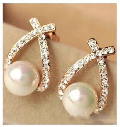 Jewelry New Brand Design Gold Color Pearl Stud Earrings For Women