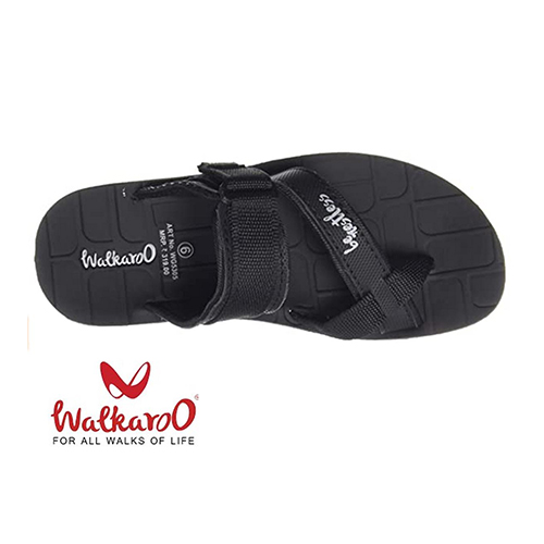 WALKAROO MEN'S FASHIONABLE AND STYLISH BLACK SANDAL