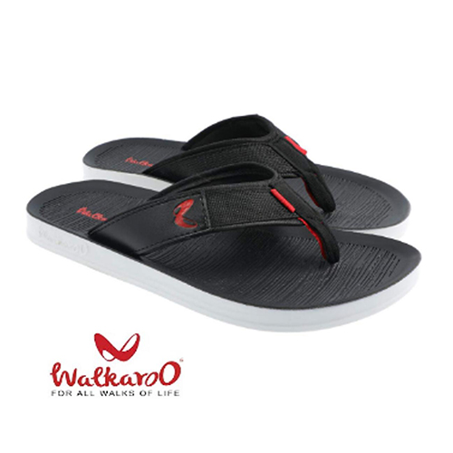 WALKAROO MEN'S STYLISH AND COMFORTABLE BLAC & RED FLIP FLOPS