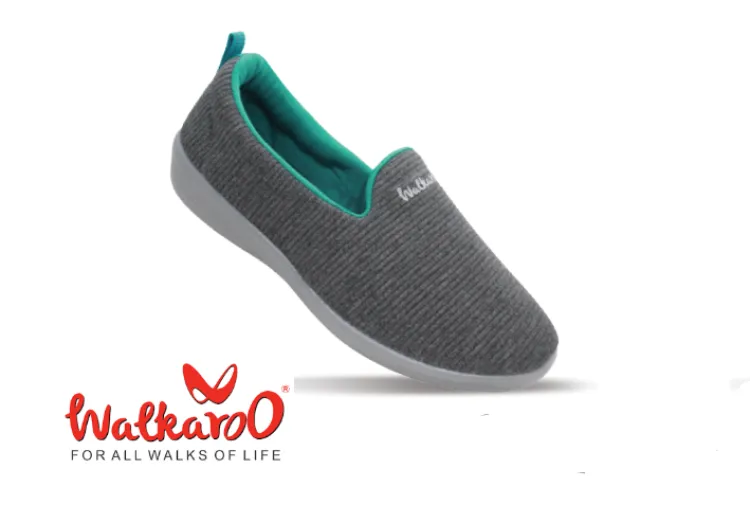 Walkaroo Women's Knitted Grey color shoe for comfort walk