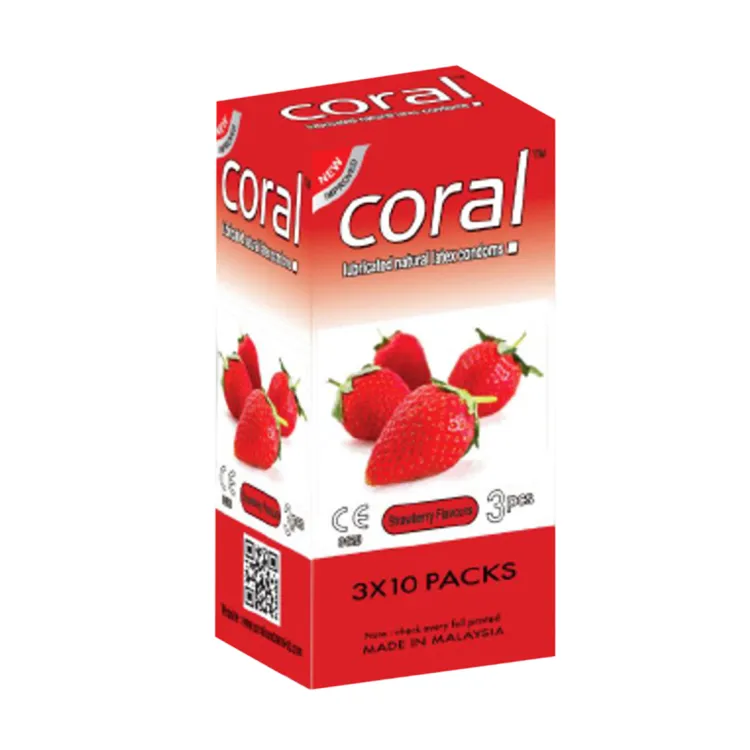 Coral Strawberry Flavors Condoms Sexual Wellness