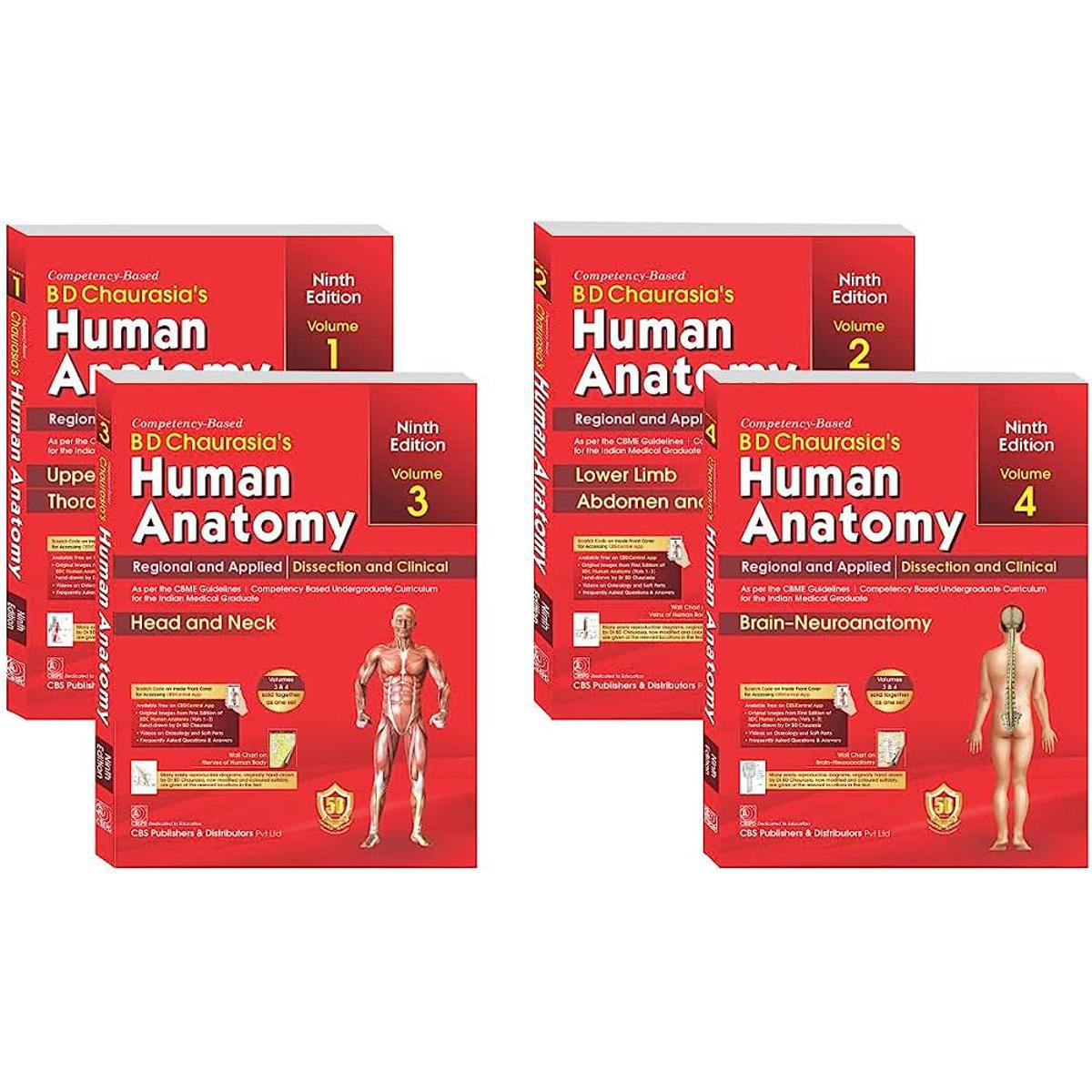 BD Chaurasia's Human Anatomy Vol 1-4, Edition- 09
