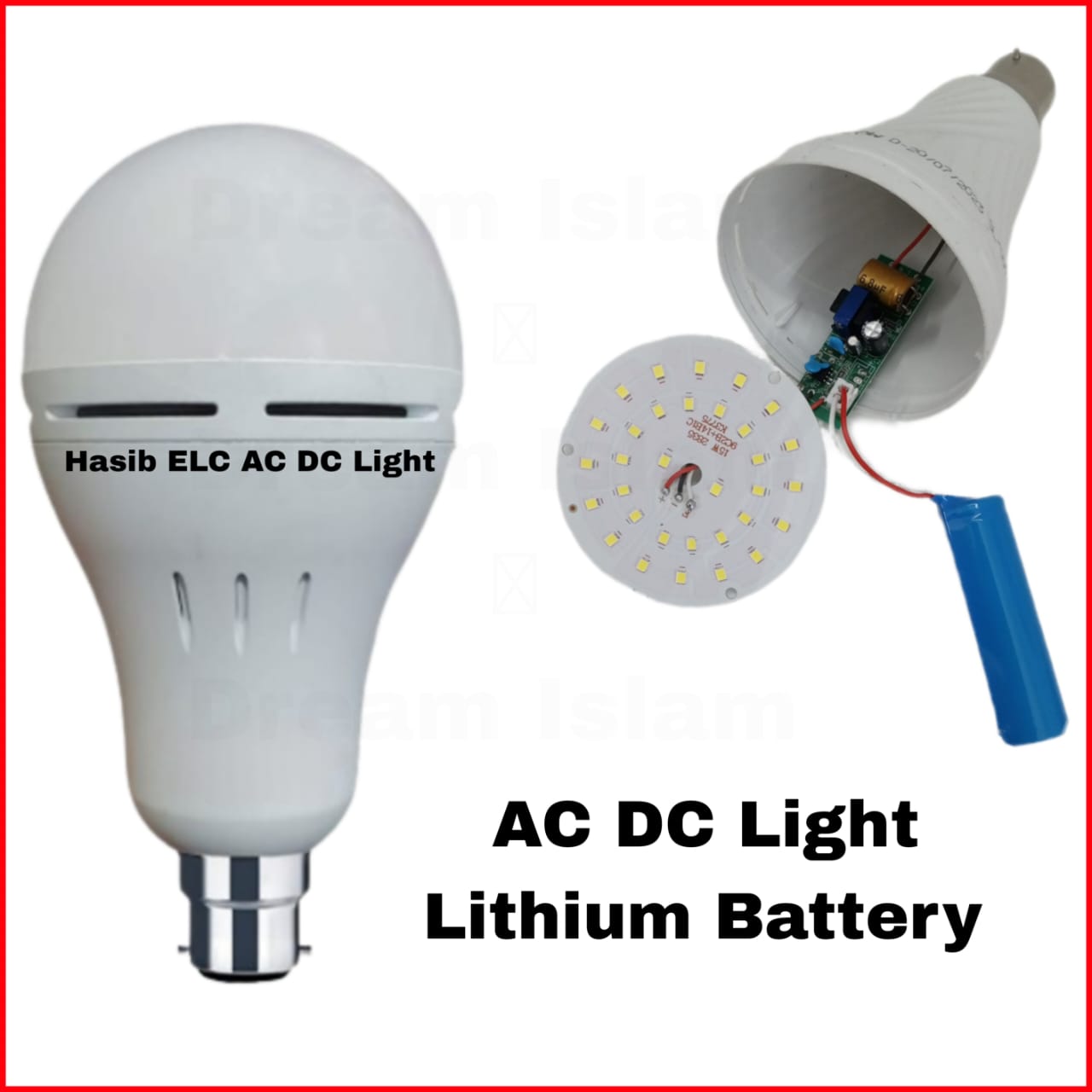 AC DC Backup LED Light 20 Watt Energy Saving Pin Type B-22 AC/DC Rechargeable IPS LED Bulb