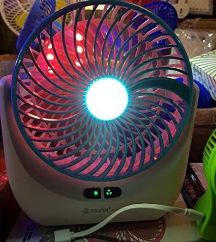 JY Super Lithium rechargeable mini table fan with LED light JY-1880