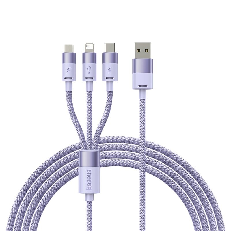 Baseus 3in1 USB Cable Fast Charging for iPhone 14 13 12 Pro Max 3.5A Micro USB Type C Cable for Samsung Xiaomi Redmi Phone Cord