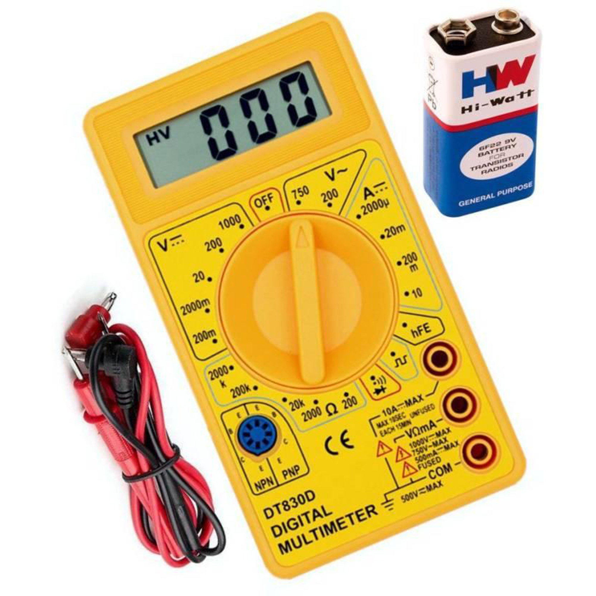 Digital Multimeter DT830D-Yellow