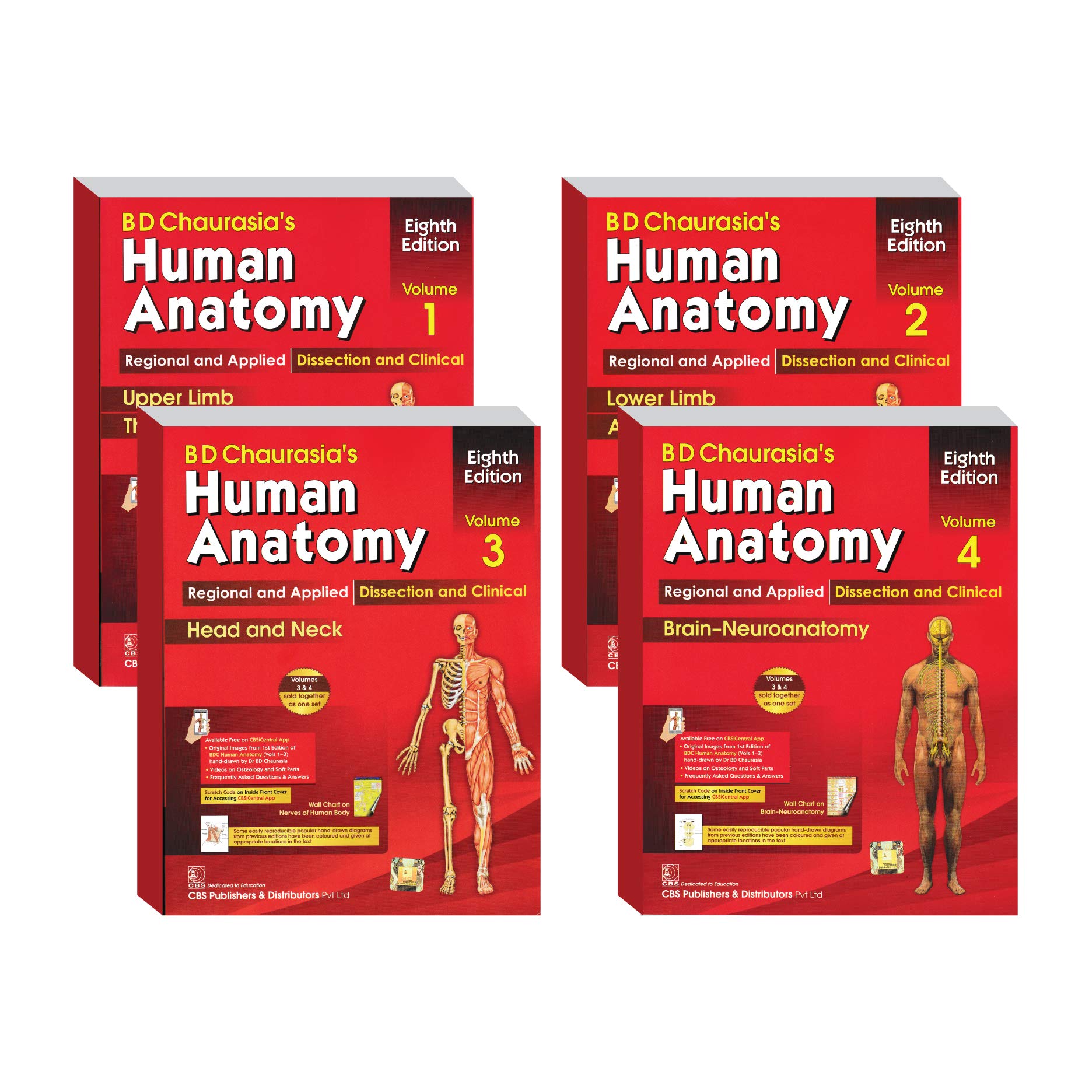 BD Chaurasia's Human Anatomy Vol 1-4, Edition- 08