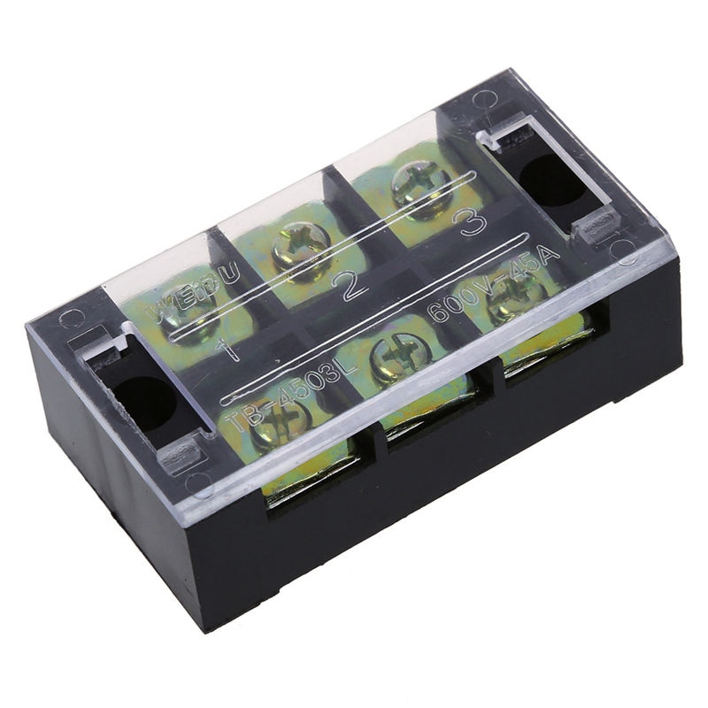 600V 45A Double Row 3 Position Screw Barrier Terminal Block