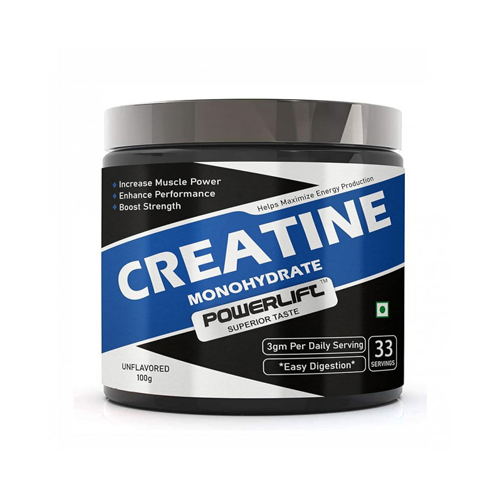 PowerLift Creatine Monohydrate (Unflavored, Muscle Repair & Recovery 83 servings of Creatine) 100gm