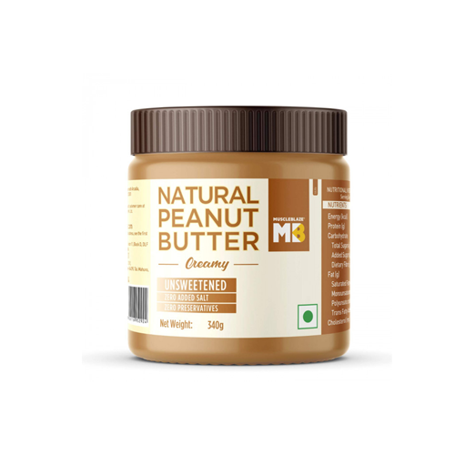 MuscleBlaze Natural Peanut Butter Unsweetened, Creamy 340gm