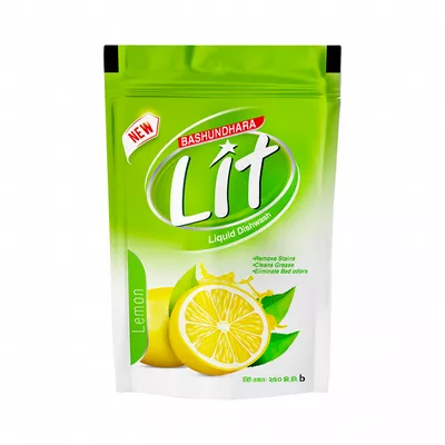 Bashundhara Lit Liquid Dish Wash Lemon Pouch 250 ml